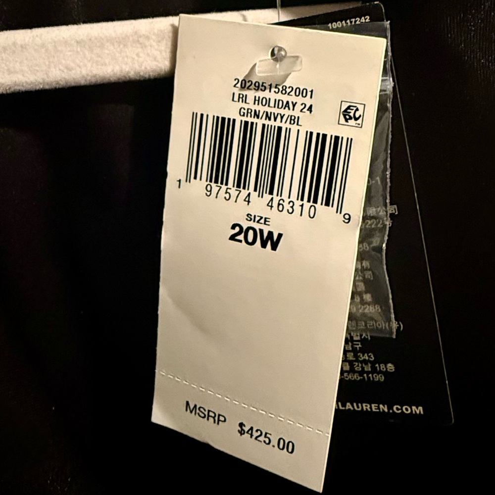 Lauren Ralph Lauren Green Navy Plaid Blazer Black Satin Trim Holiday Preppy 20W - Picture 9 of 9